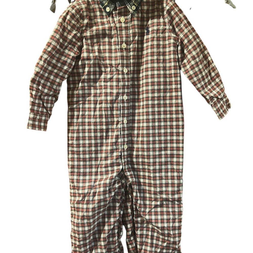 Ralph Lauren Kids Plaid Bodysuit in Red and White